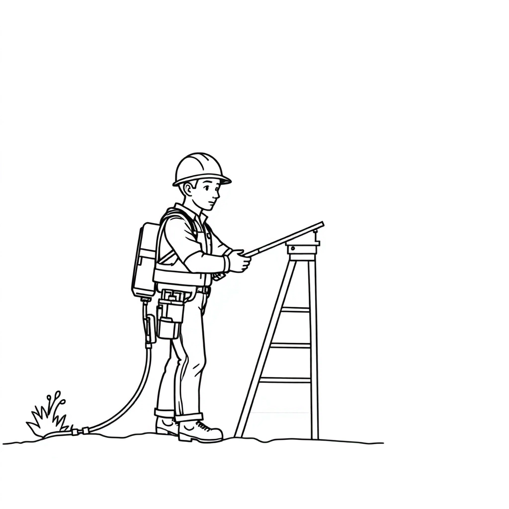 a worker working on MEWP صفحات التلوين