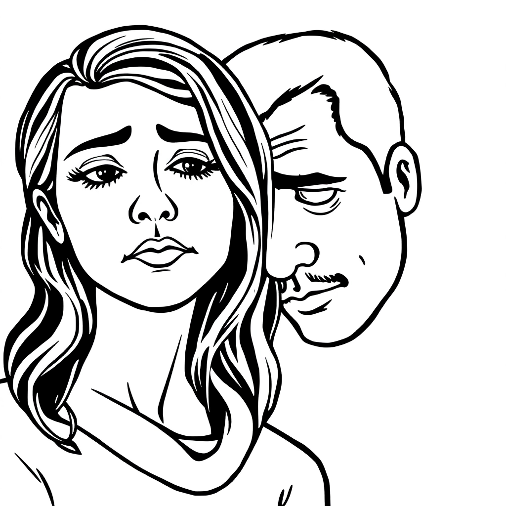 Teenager pregnant woman and man sad صفحات التلوين