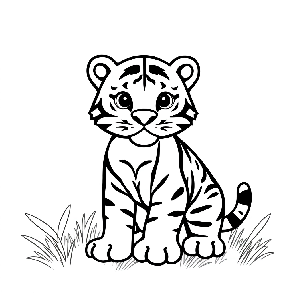 رسم خطي لنمر صغير لطيف