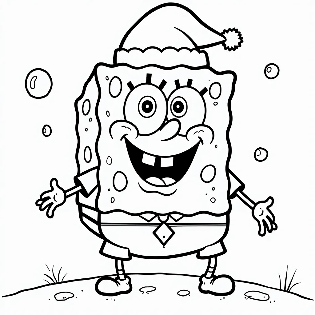 Patrick from SpongeBob Squarepants is having Christmas cute coloring pages