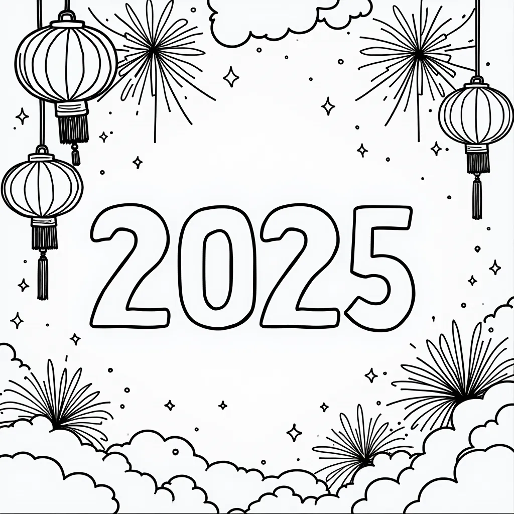 new year 2025 coloring pages