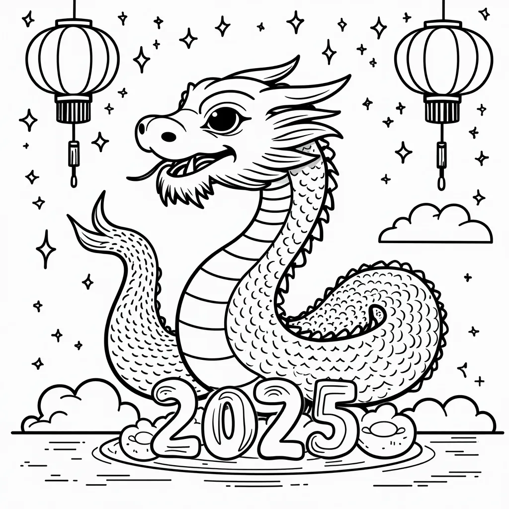 chinese new  year of snake coloring pages