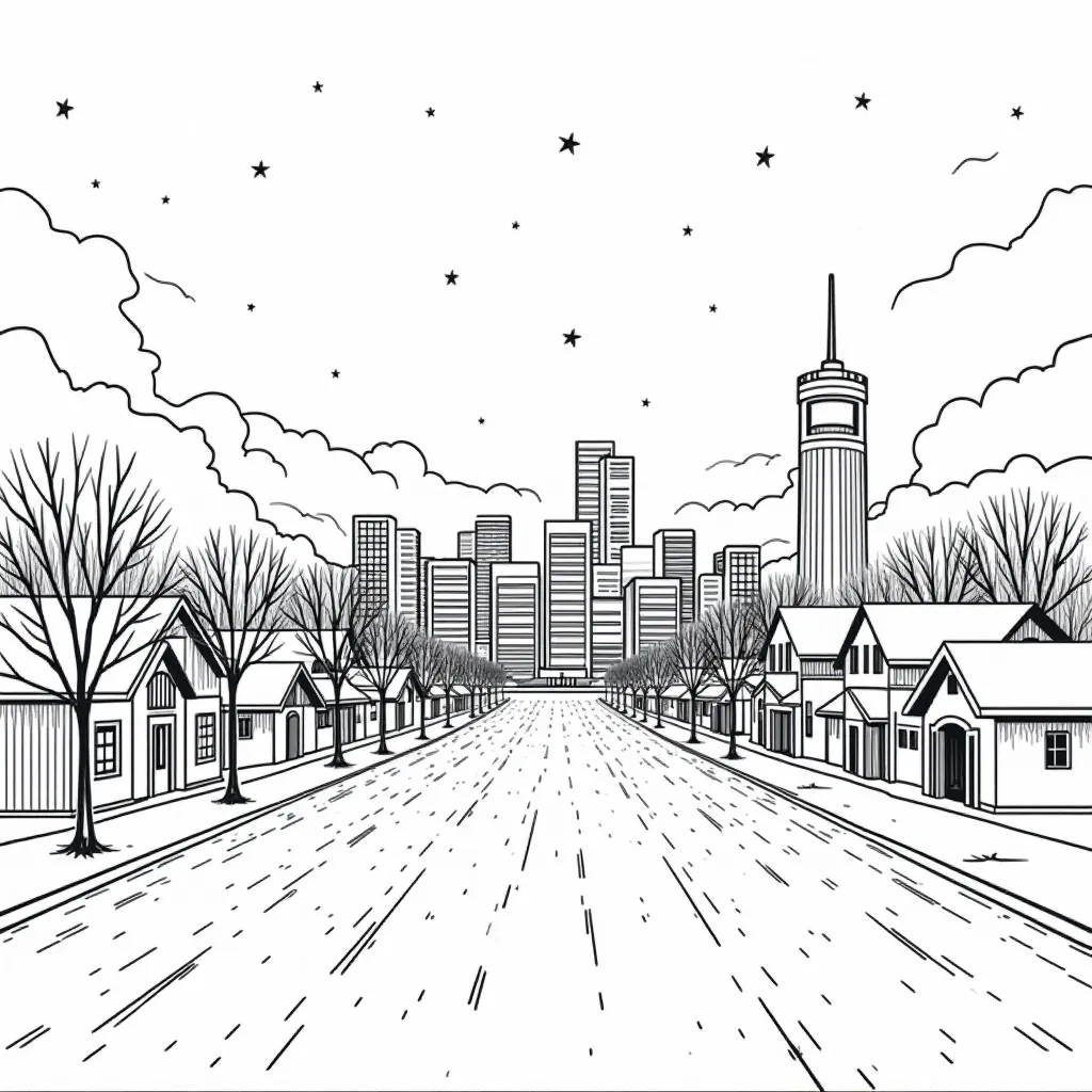 yantai city in snow coloring pages