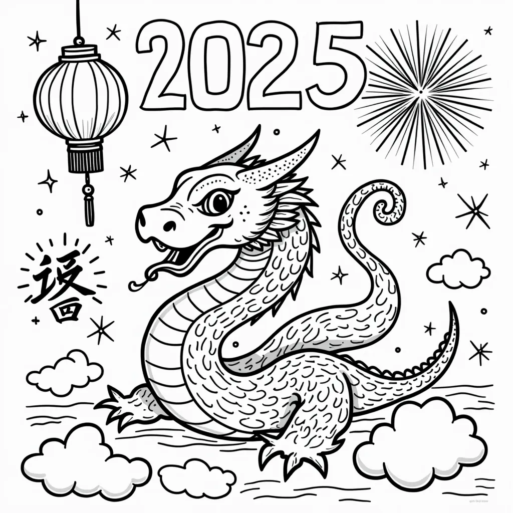 中国蛇年 coloring pages