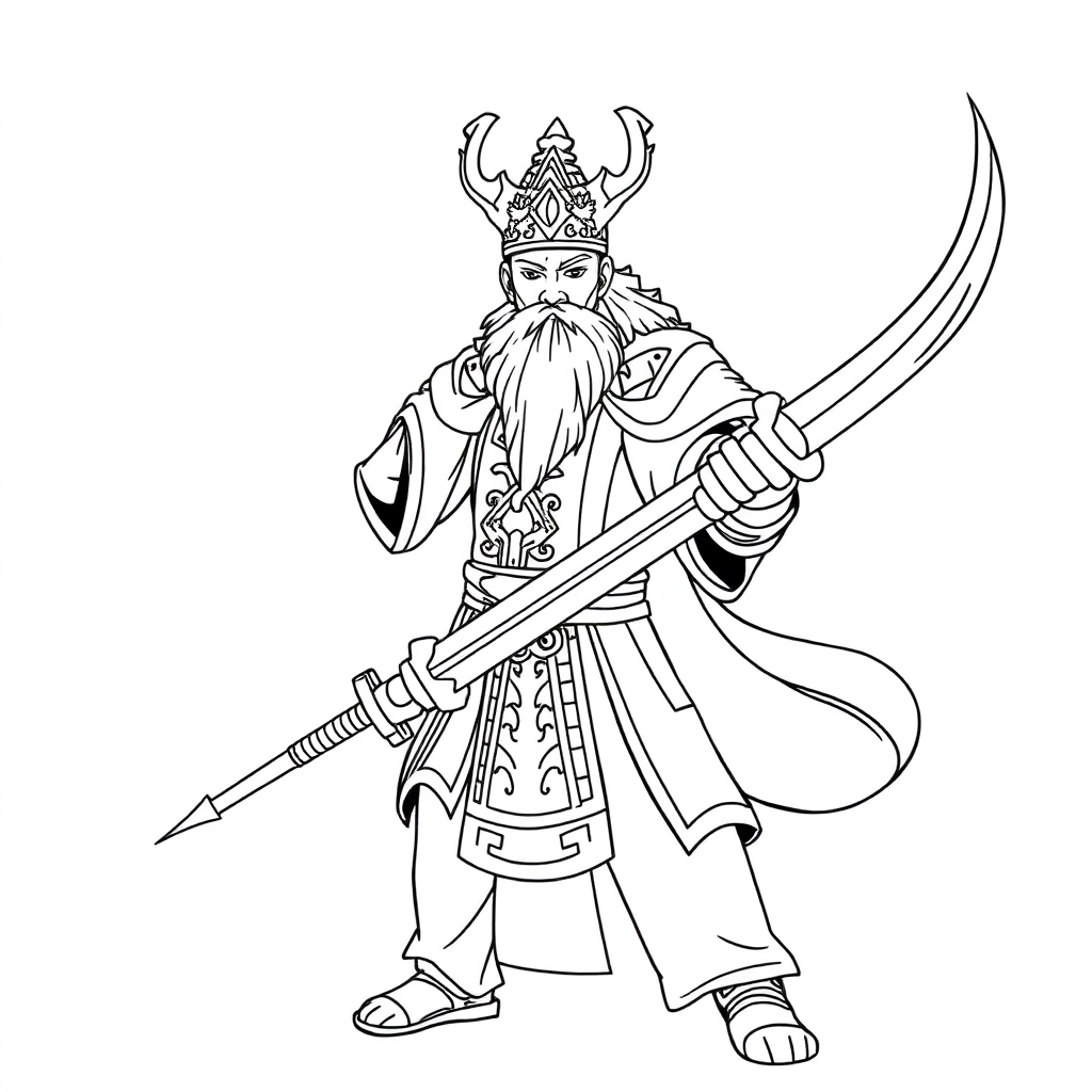 关羽手拿青龙偃月刀 صفحات التلوين