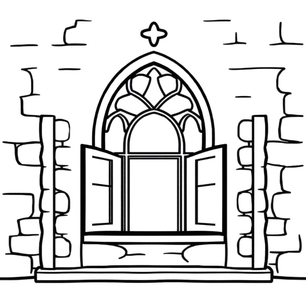 Church inside window disign صفحات التلوين
