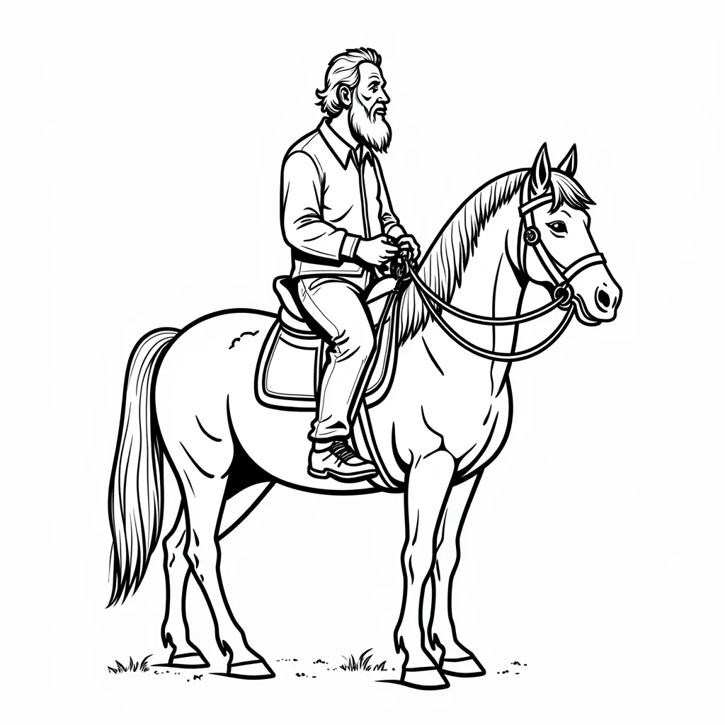 old man on a horse coloring pages