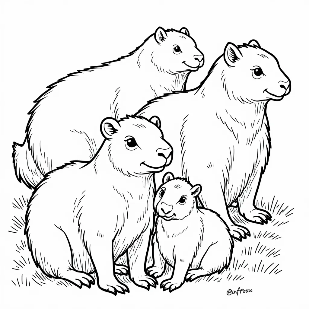 many capybaras coloring pages