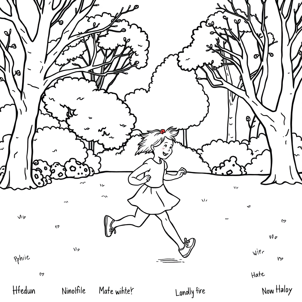 a beautiful girl age 30 running in park صفحات التلوين
