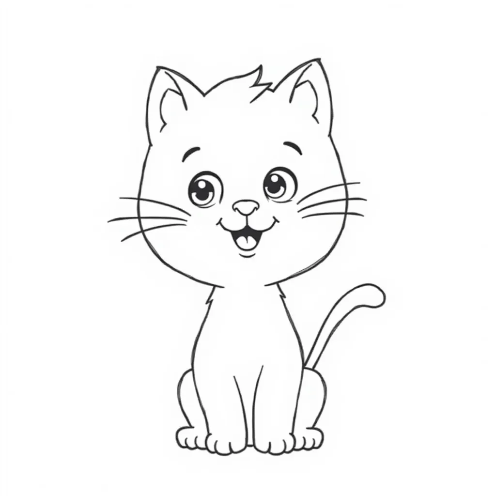 a cat with smile coloring pages