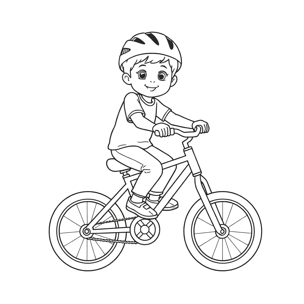 boy with glass and bike صفحات التلوين