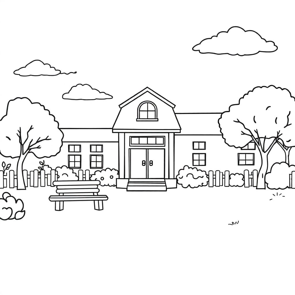 Schools with playground صفحات التلوين