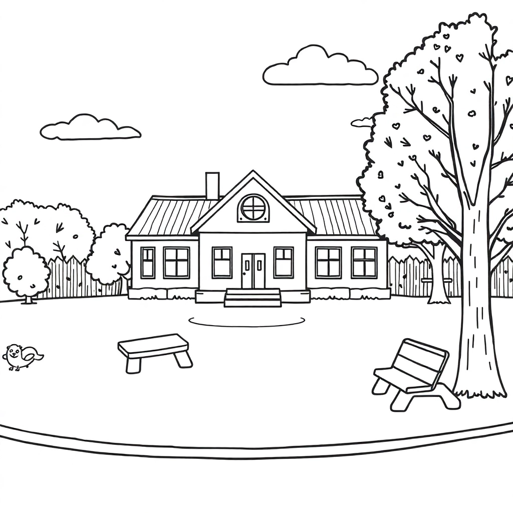 Schools with playground صفحات التلوين