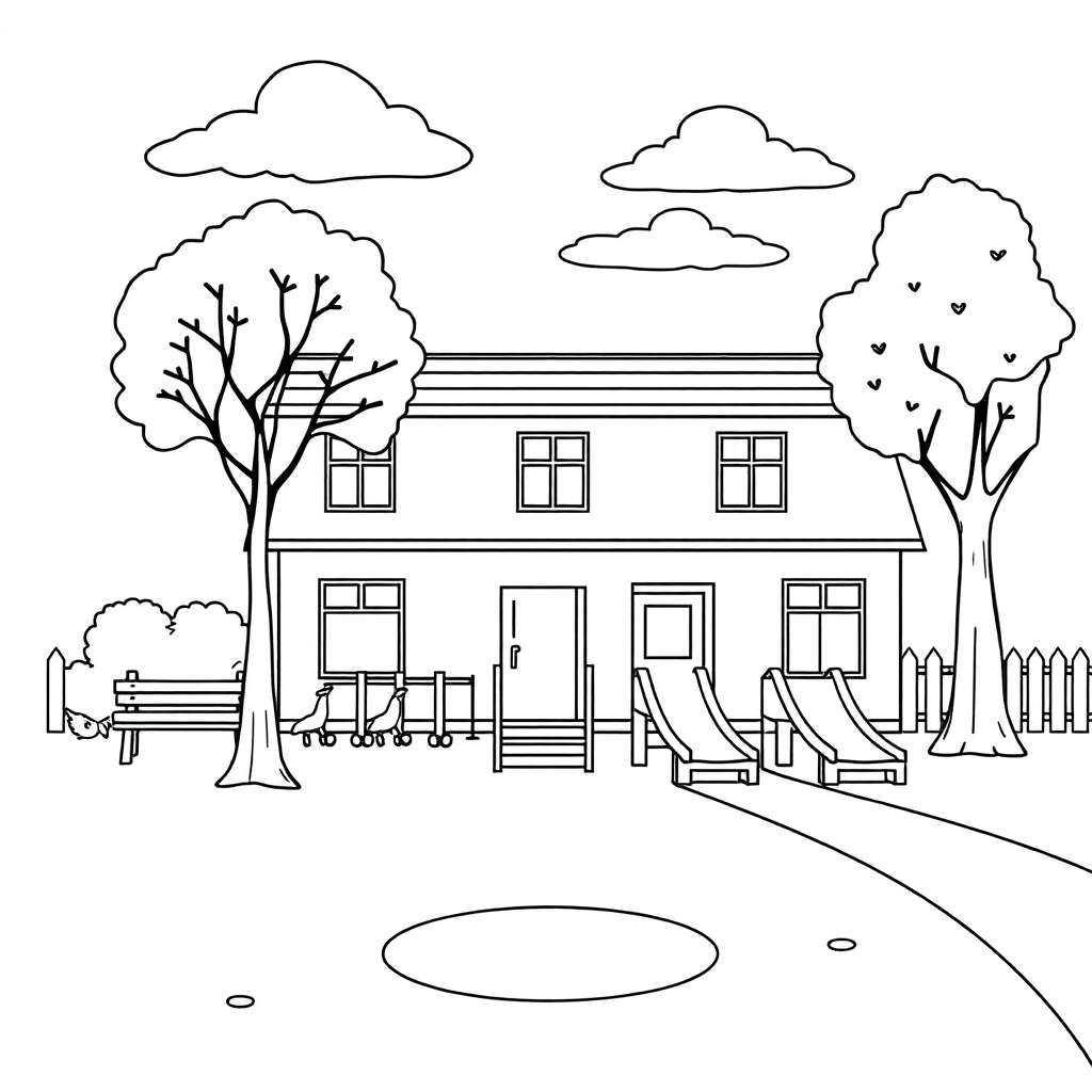 Schools with playground صفحات التلوين