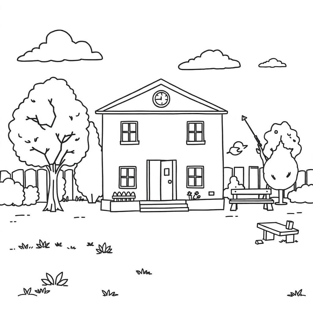 Schools with playground صفحات التلوين