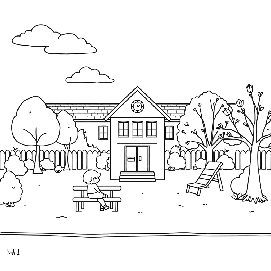 Schools with playground صفحات التلوين