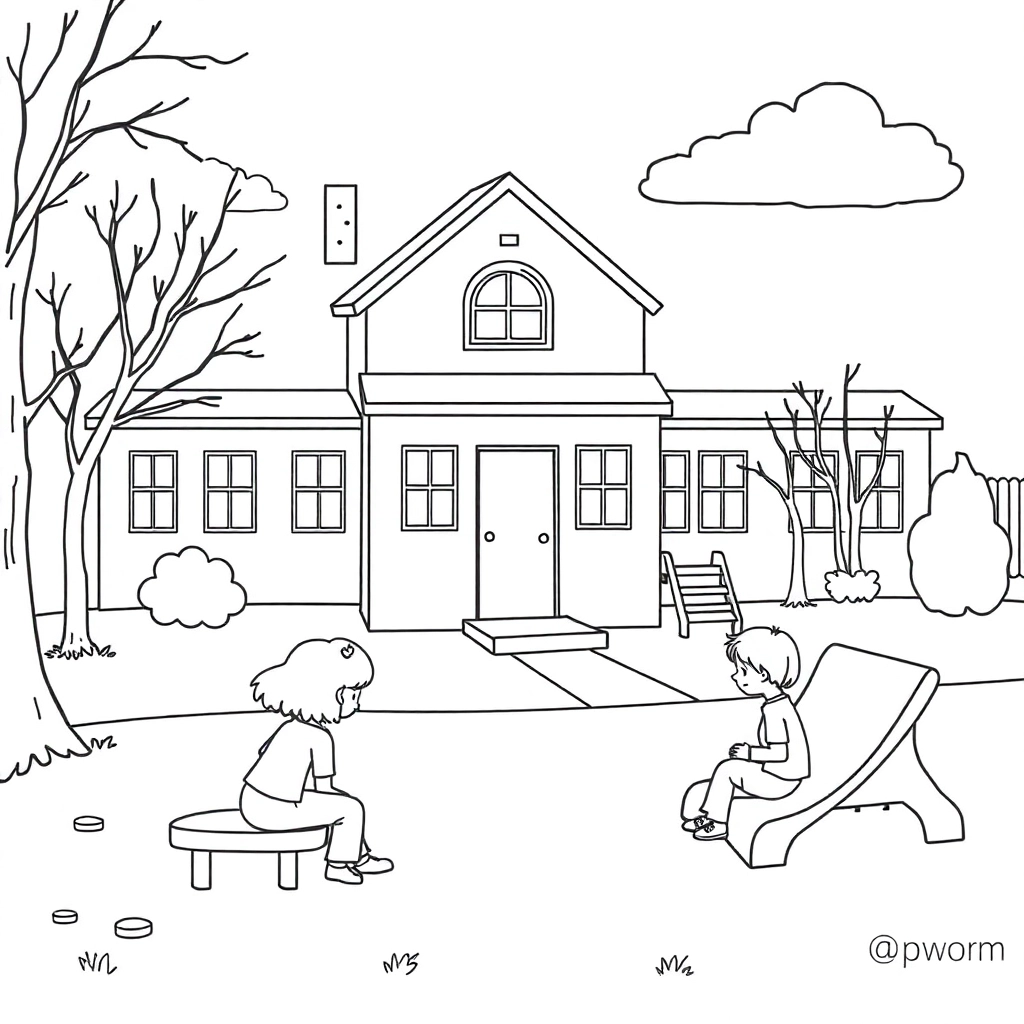 Schools with playground صفحات التلوين