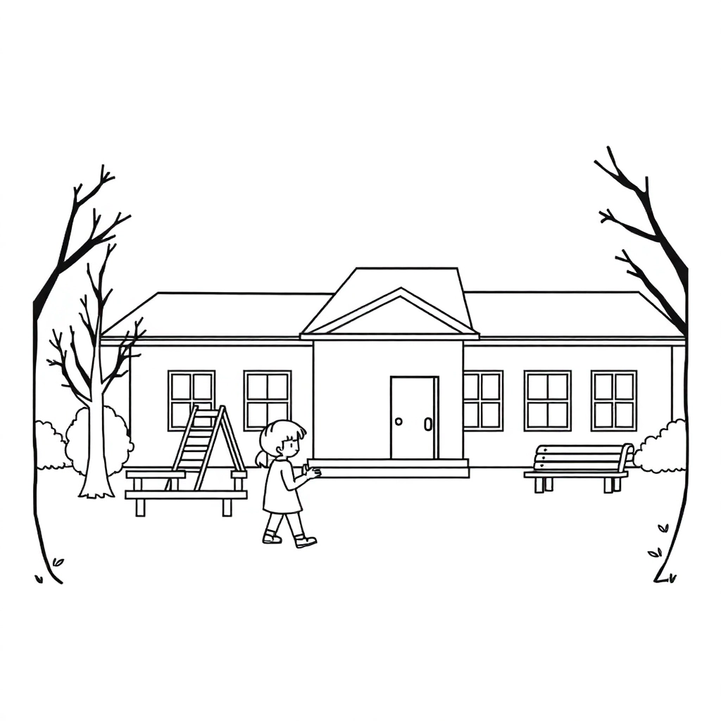 Schools with playground صفحات التلوين