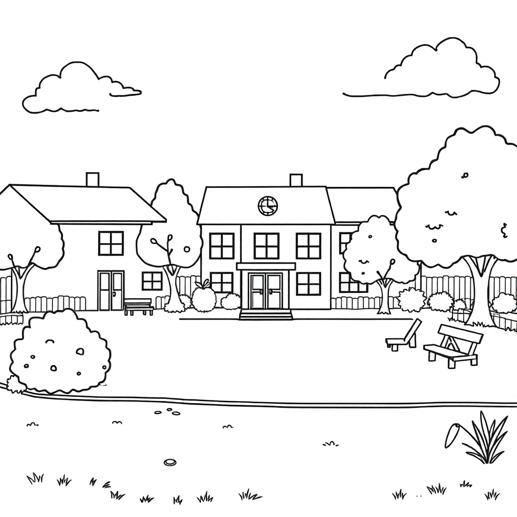 Schools with playground صفحات التلوين