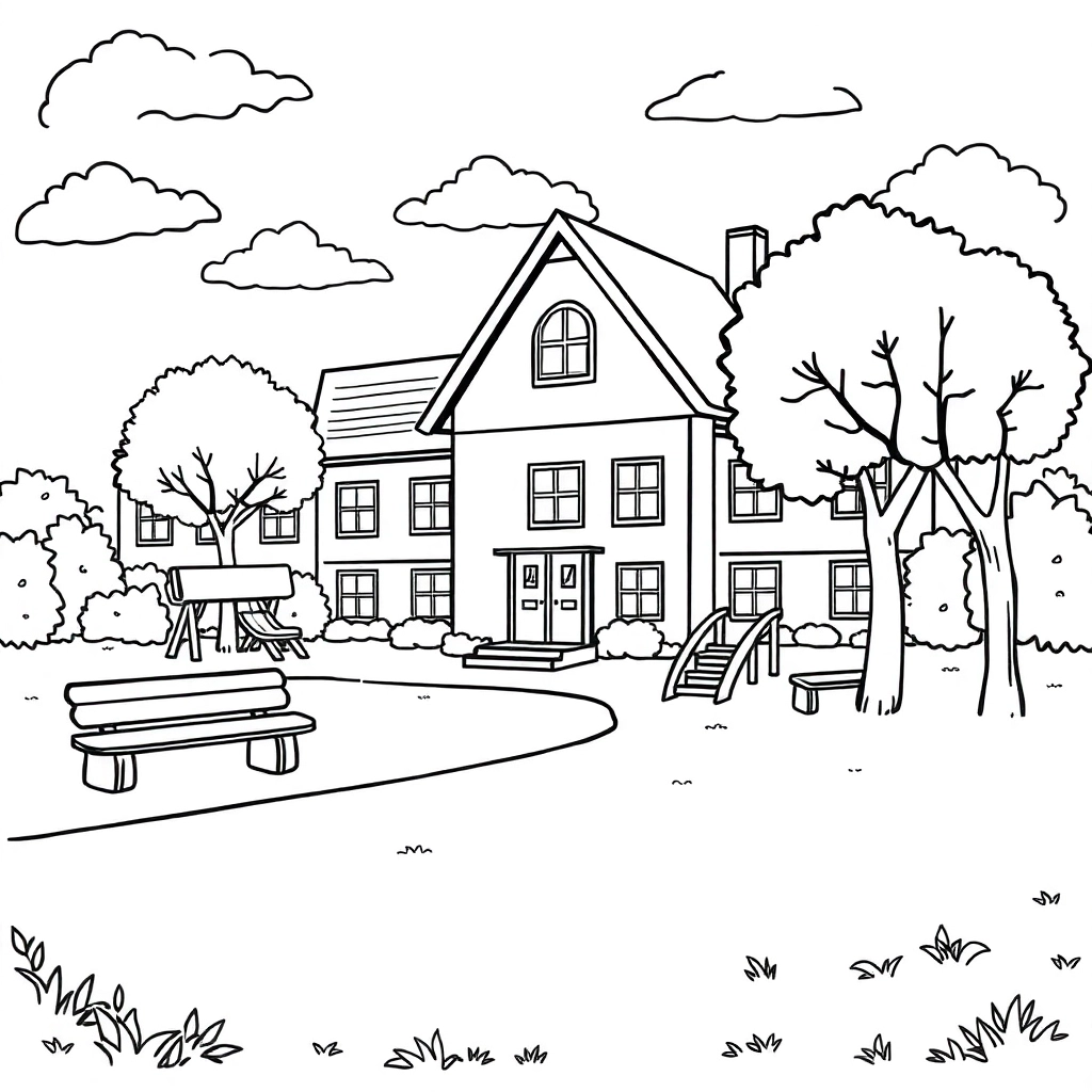 Schools with playground صفحات التلوين