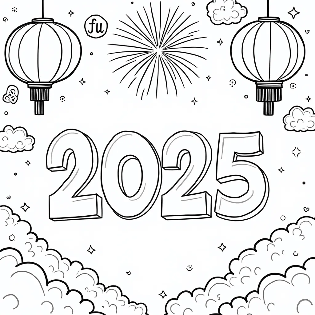 Happy New Year coloring pages