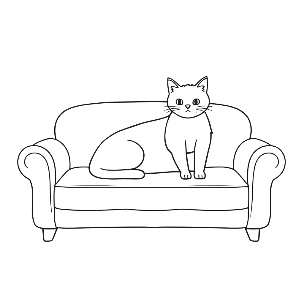 Cat Sitting On A Sofa صفحات التلوين