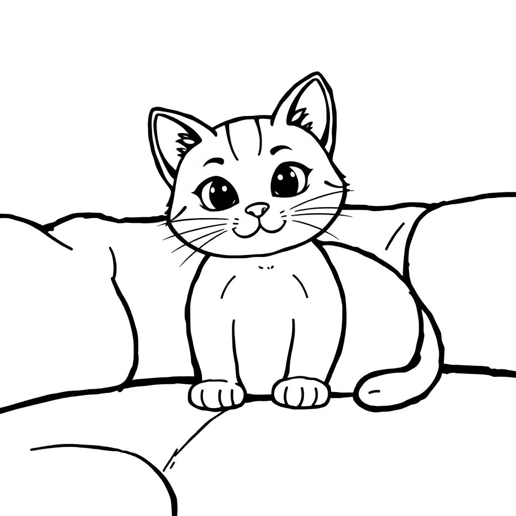 Cat Sitting On A Sofa صفحات التلوين