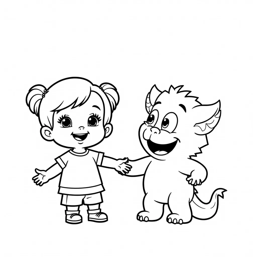 2 toddlers and 1 baby girl in monsters inc style coloring pages