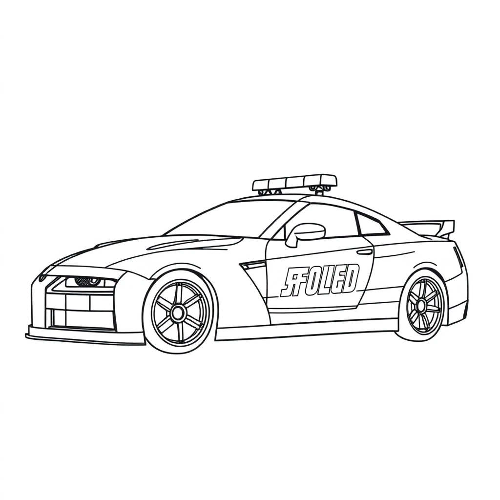 nissan GTR police side Páginas para Colorear