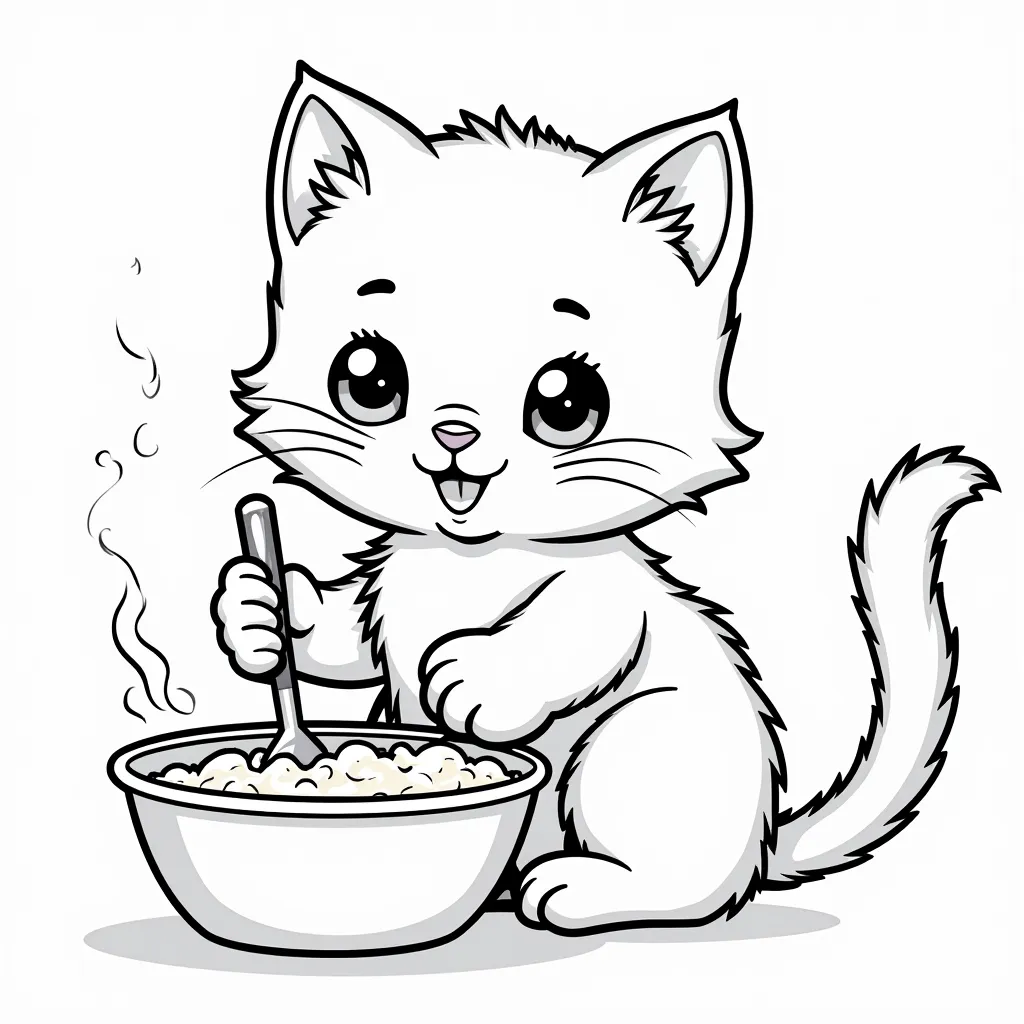 小猫在做饭 coloring pages