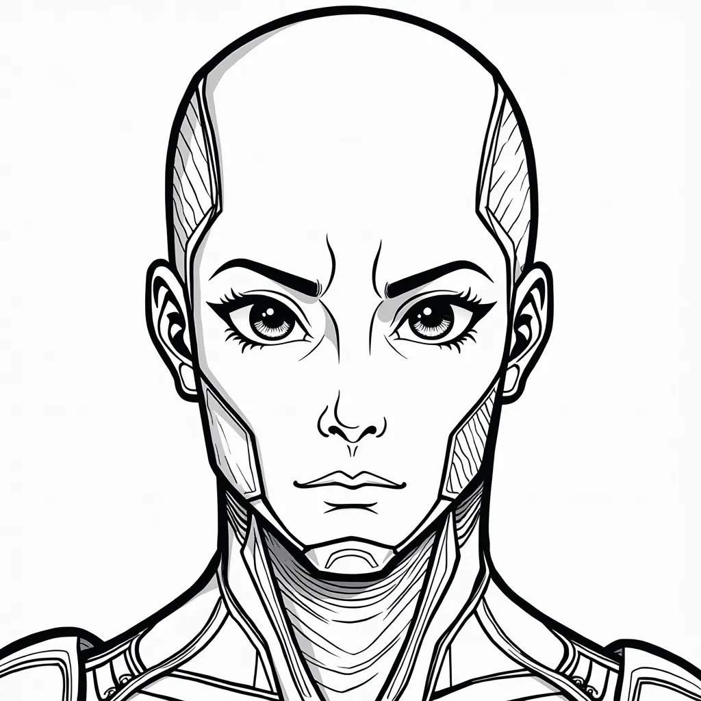 cyborg  half face coloring pages