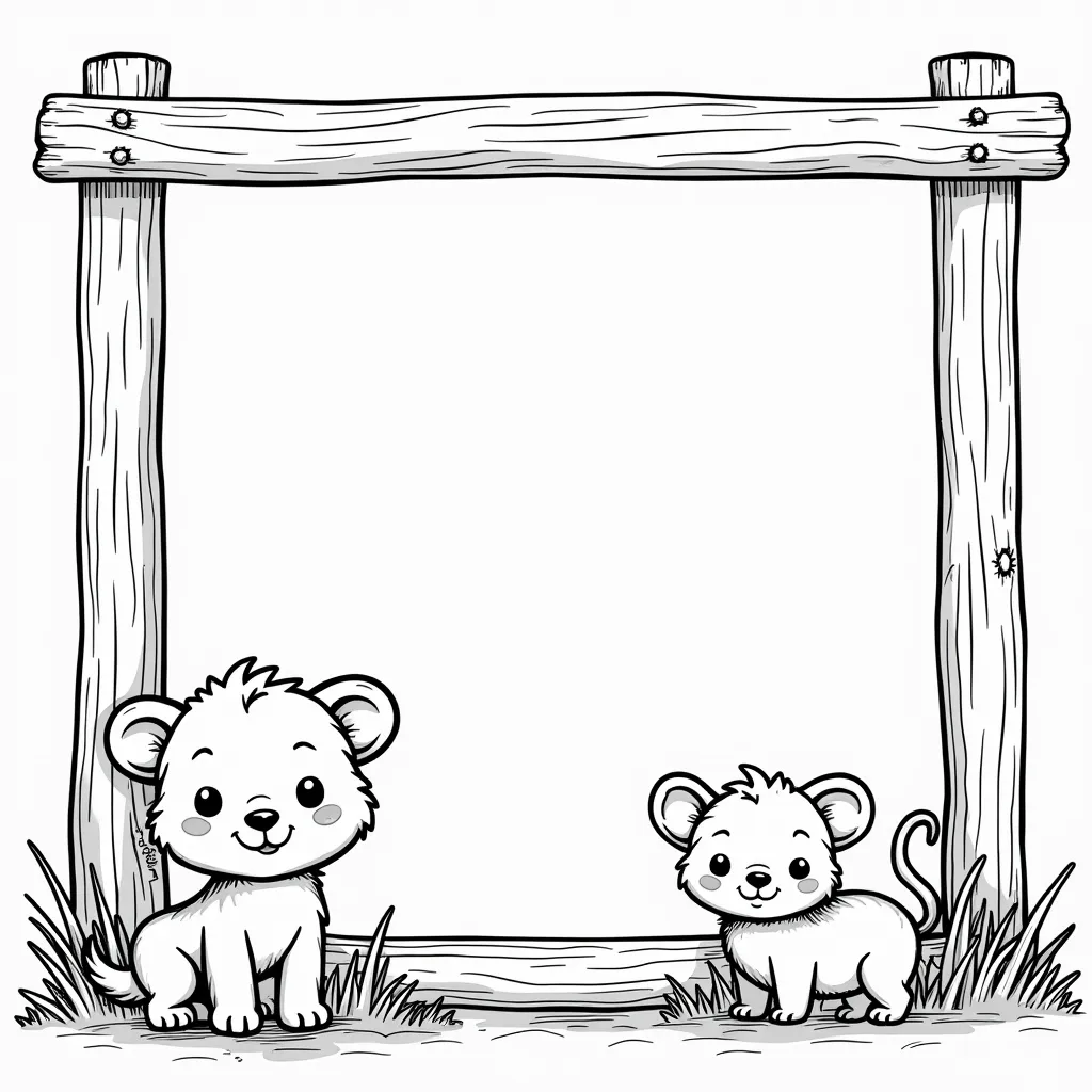 相框里面有一个不同的小动物 coloring pages