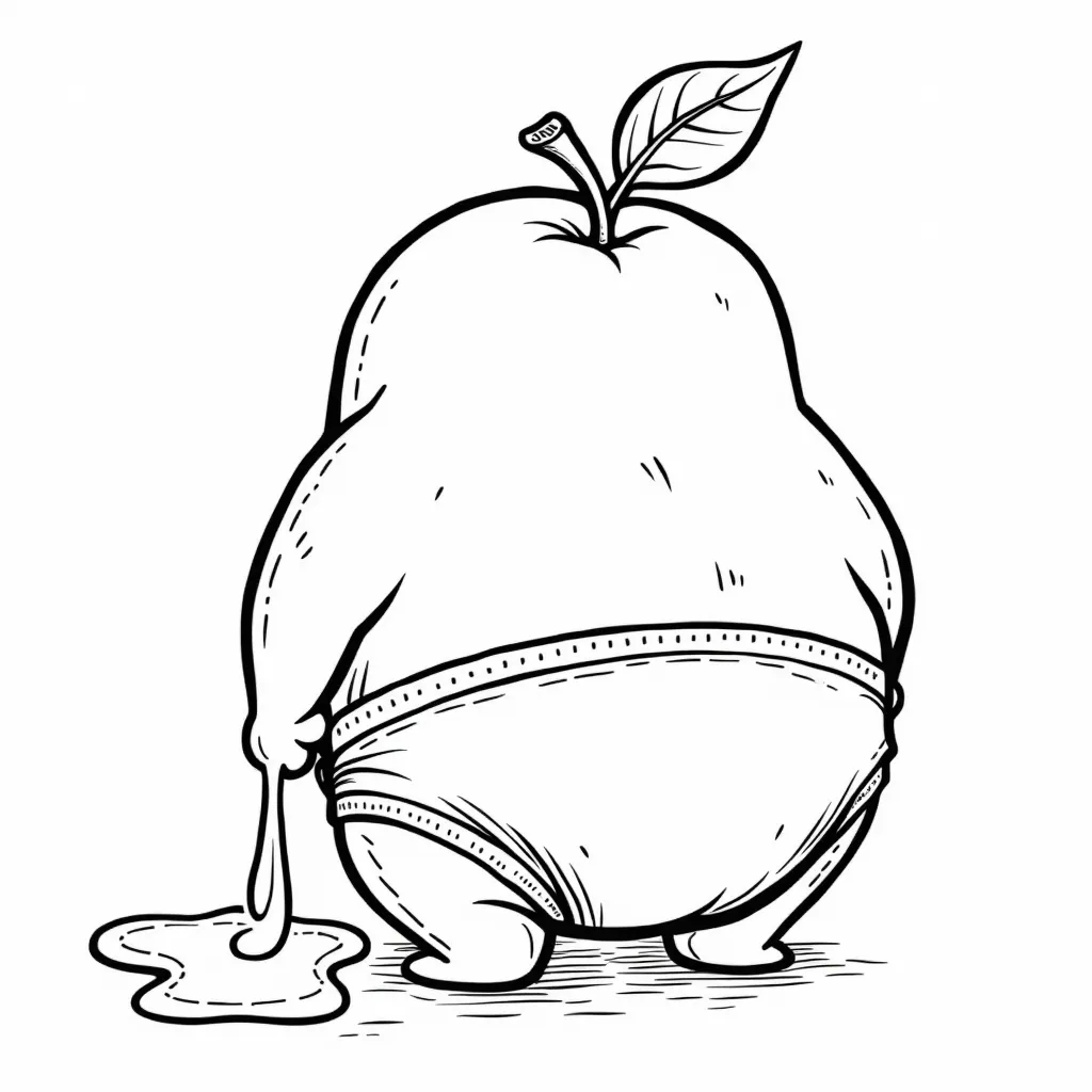 a fat peach wearing tight underwear oozing honey from it's backside coloring pages