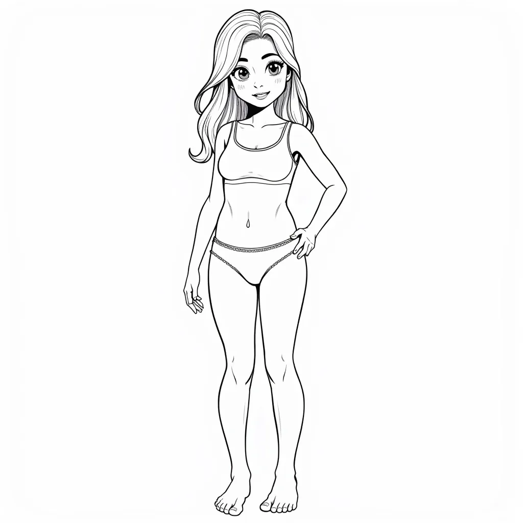 a thin girl with peach bottom wearing tight underwear covered in icecream coloring pages