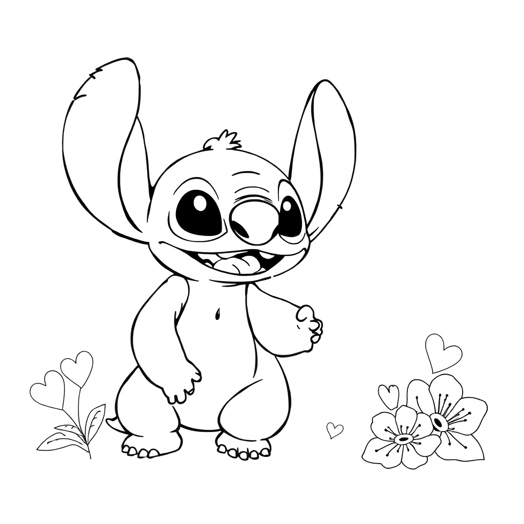 stitch fall in love صفحات التلوين