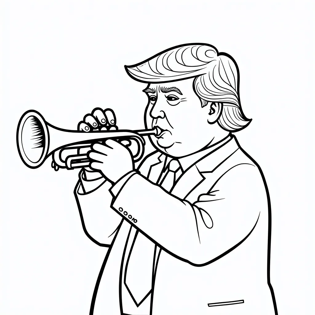 trump with trumpet coloring pages