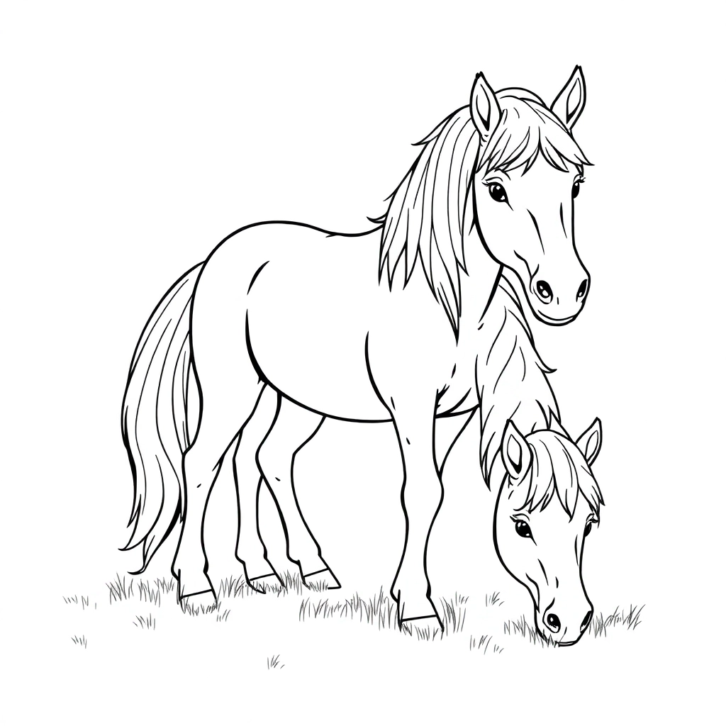 The pony is grazing صفحات التلوين