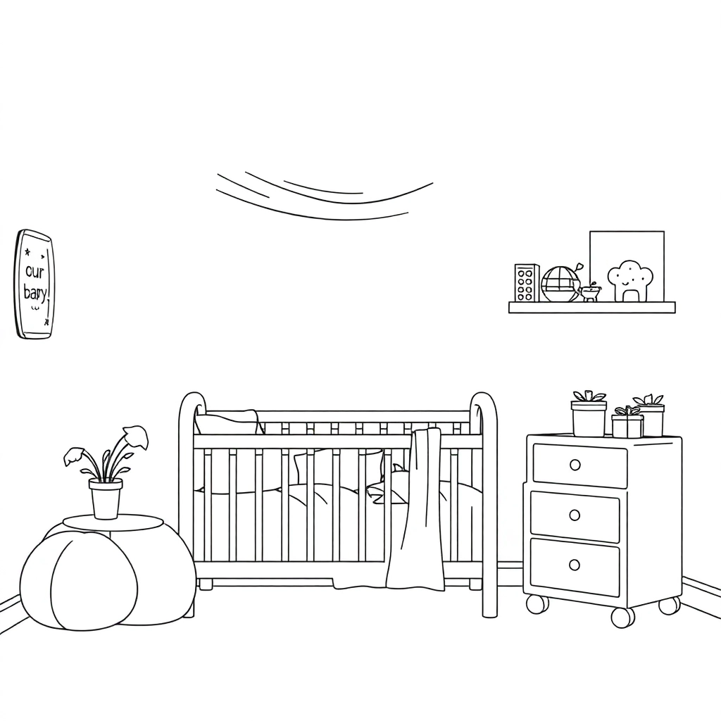 A corner of the baby's room Minimalist صفحات التلوين