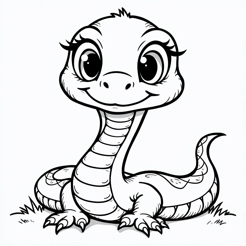 A cute red  snake with big eyes coloring pages