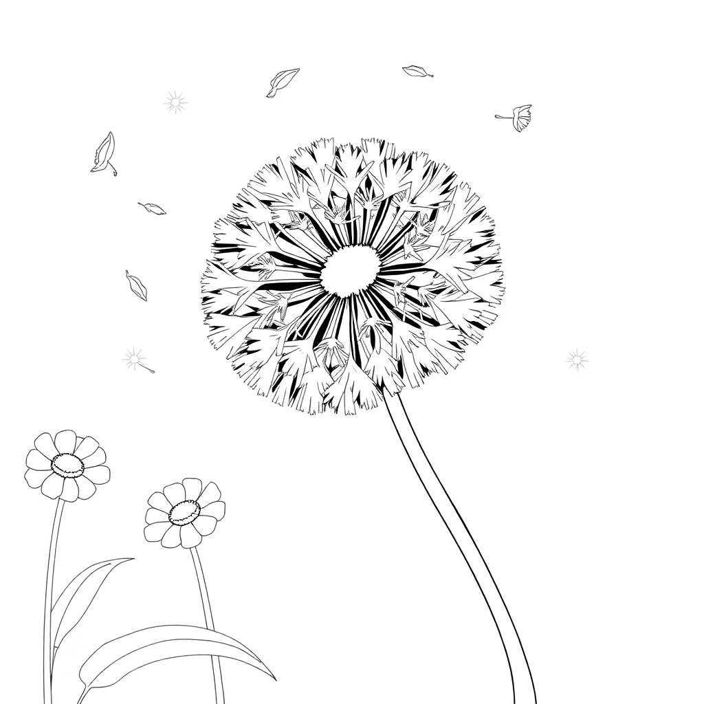 dandelion flying صفحات التلوين