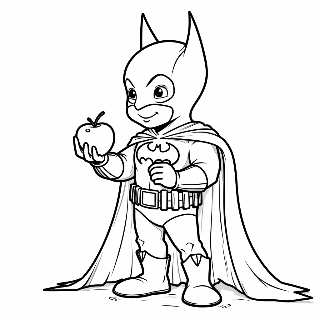 batman eat apple coloring pages