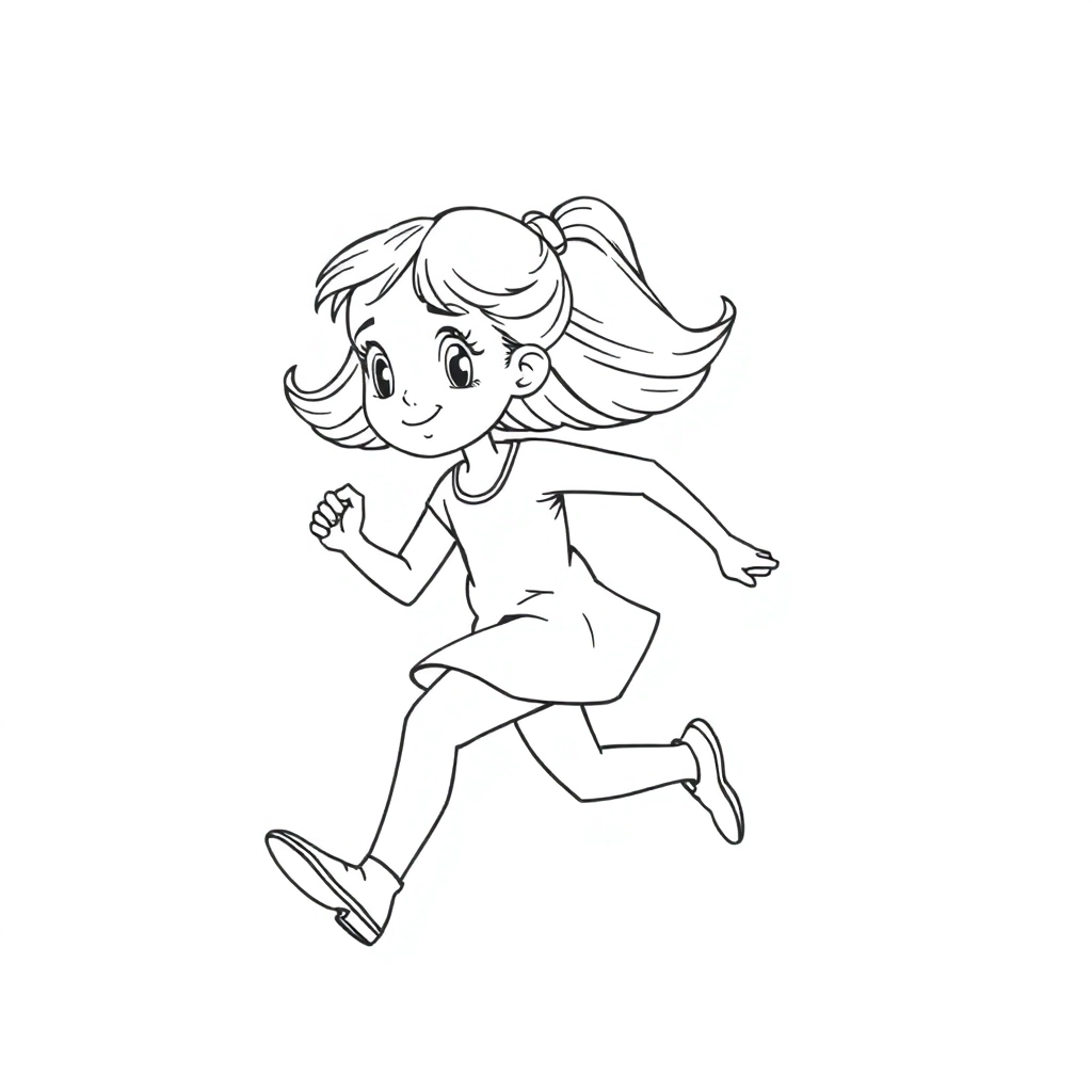 小女孩跑步 صفحات التلوين