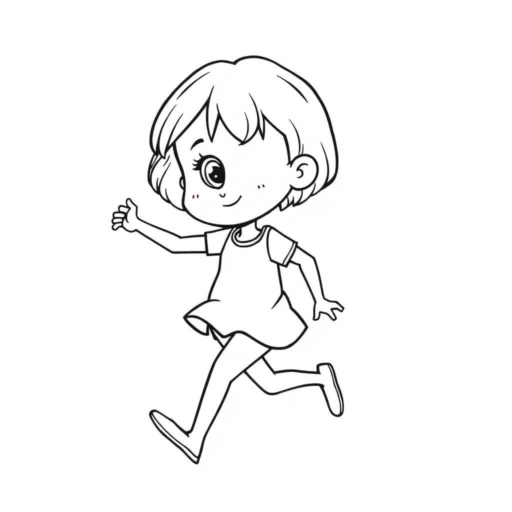 短頭髮小女孩跑步 صفحات التلوين