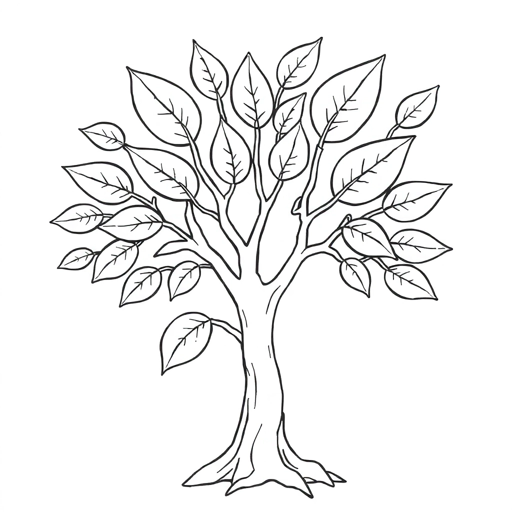 平安树每片叶子用不同的颜色进行着色 Coloring Pages