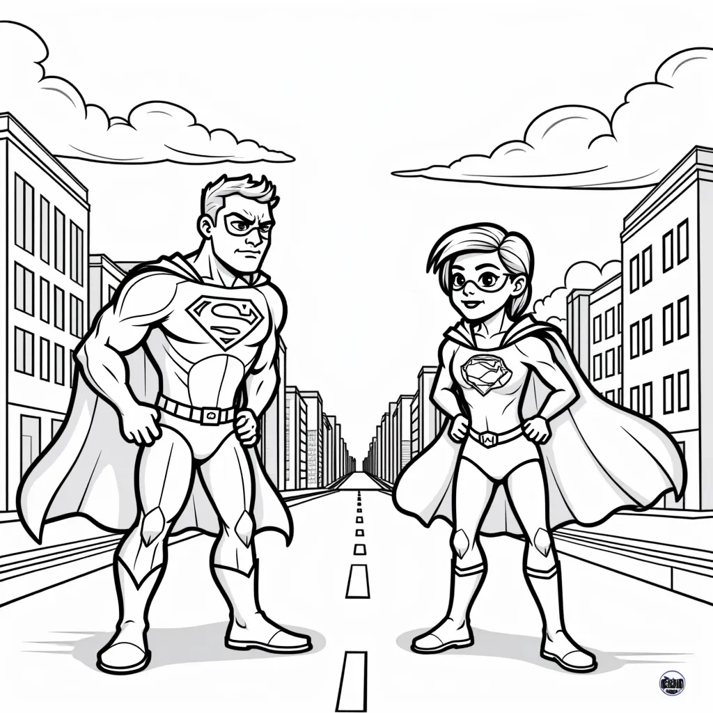 city of superheroes coloring pages