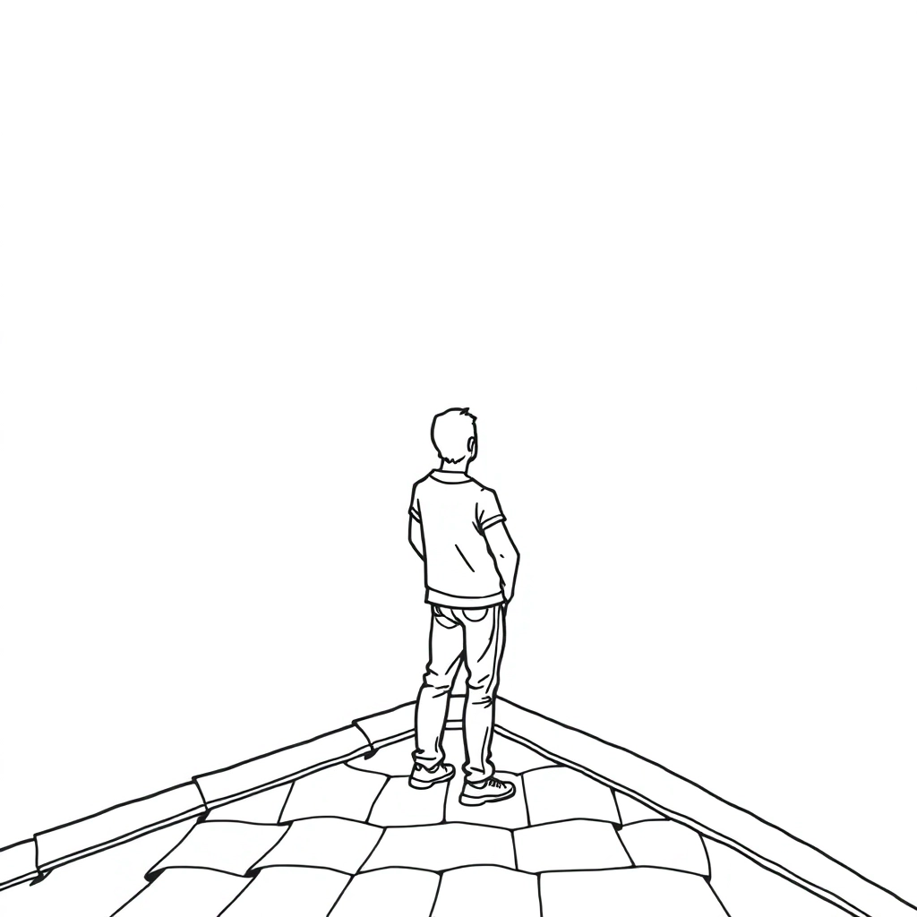الرجل الواقف على السطح