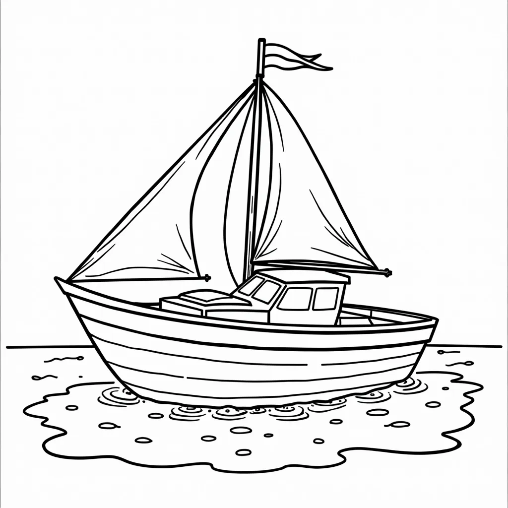 boat on the sea coloring pages