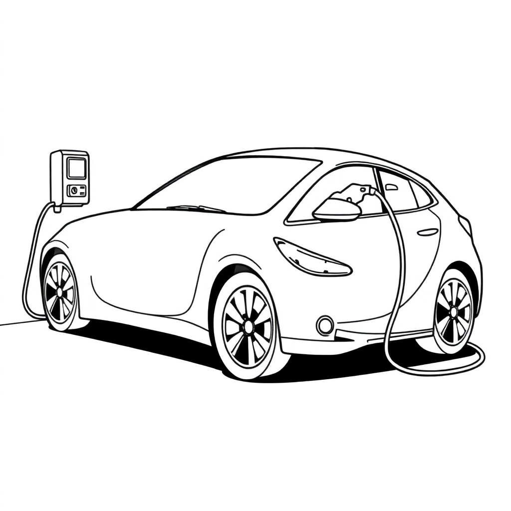 Electric car charging صفحات التلوين