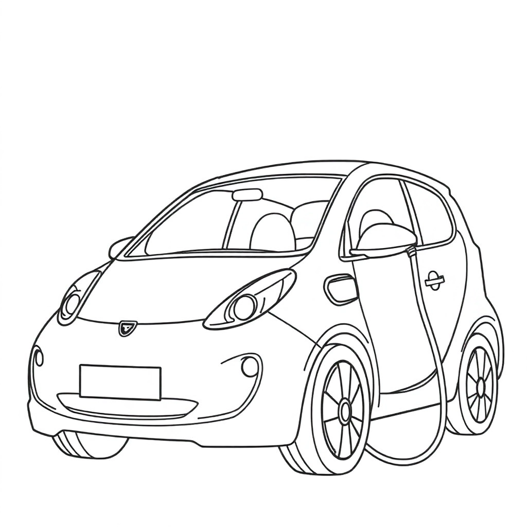 Electric car charging صفحات التلوين