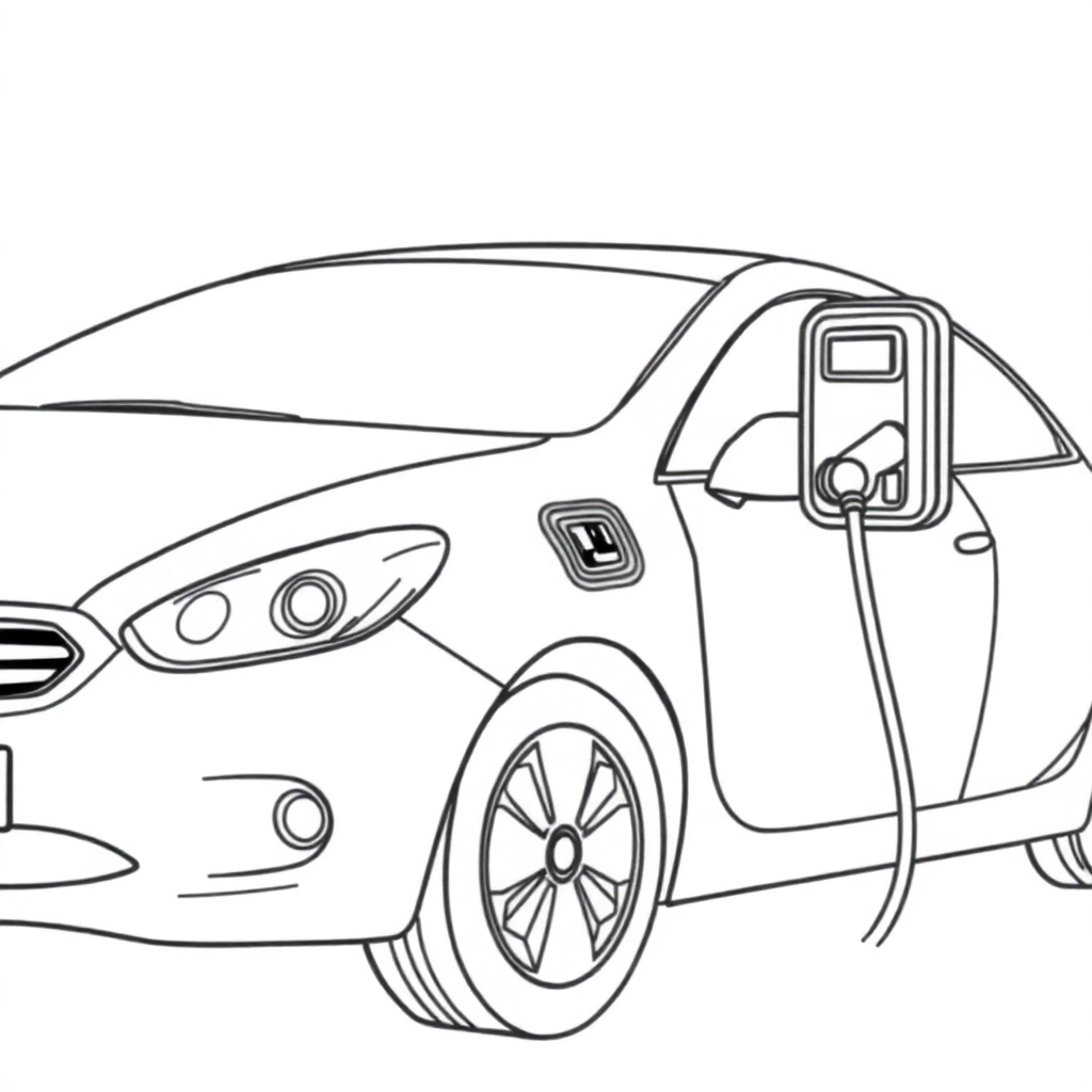 Electric car charging صفحات التلوين